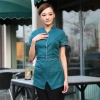 brown color coffee milk house waiter waitress shirt uniform Color women blackish green 