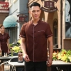 brown color coffee milk house waiter waitress shirt uniform Color men brown