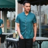 brown color coffee milk house waiter waitress shirt uniform Color men blackish green 