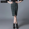 office style wool winter plaid skirt