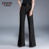 Europe stripes young women flare  trousers lady pant Color Black