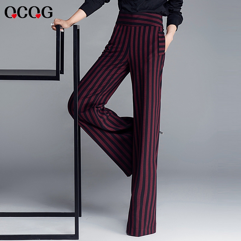 Women's Professional Striped Trousers - High-Stretch Slim Fit Workwear Pants