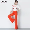 spring design bare bottom women flare pant