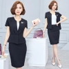 summer nice office style short sleeve work wear skirt suits uniform for women