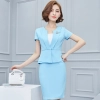 summer nice office style short sleeve work wear skirt suits uniform for women