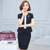 summer nice office style short sleeve work wear skirt suits uniform for women Color Black