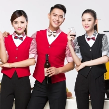 black dot hem summer waiter shirt uniforms