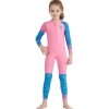 2023 new design cartoon fast dry zipper printing girl boy children wetsuits swimwear Color Coffee 