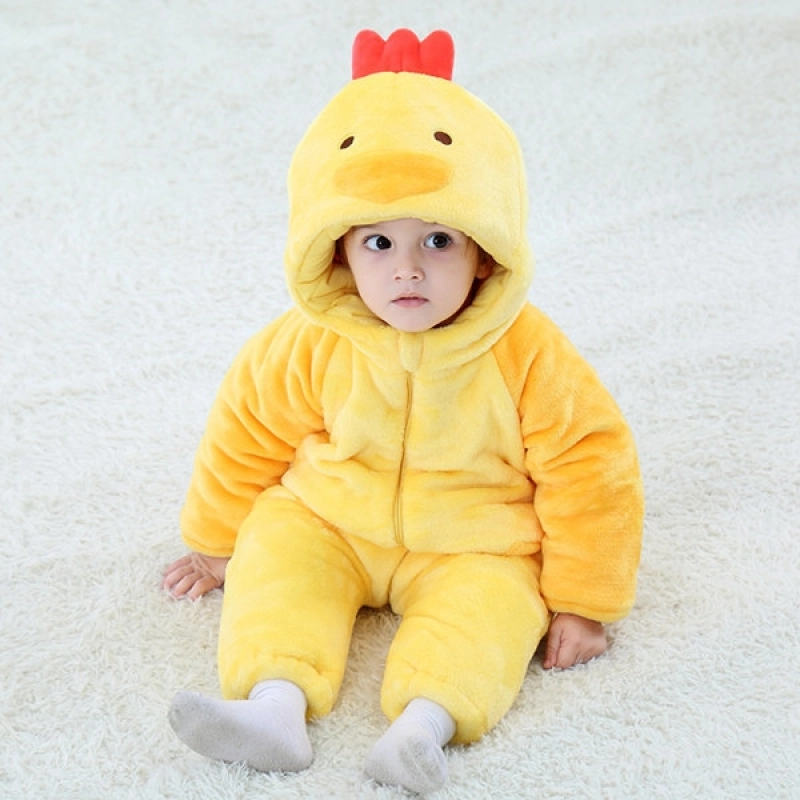 flannel lovely cartoon chick kids rompers