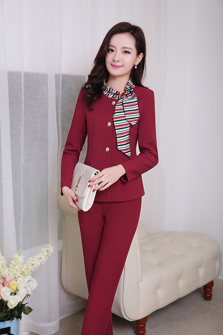 long sleeve administrative secretary office lady work pant suits uniform