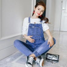 fashion Korea pocket pregnant women jumpsuit jeans maternity pant