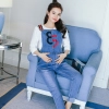 new design 85 letter pregnant women maternity jumpsuit jeans pant Color Steel Blue