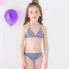 lovely stripes bird printing two piece bikini set children girl swimwear