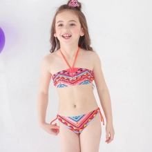 halter two piece bikini set children girl swimwear