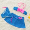 bow dot print children little girl swimwear two piece set