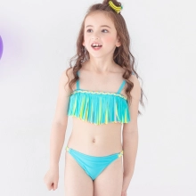 fashion tassel little girl teem swimwear bikini two piece set