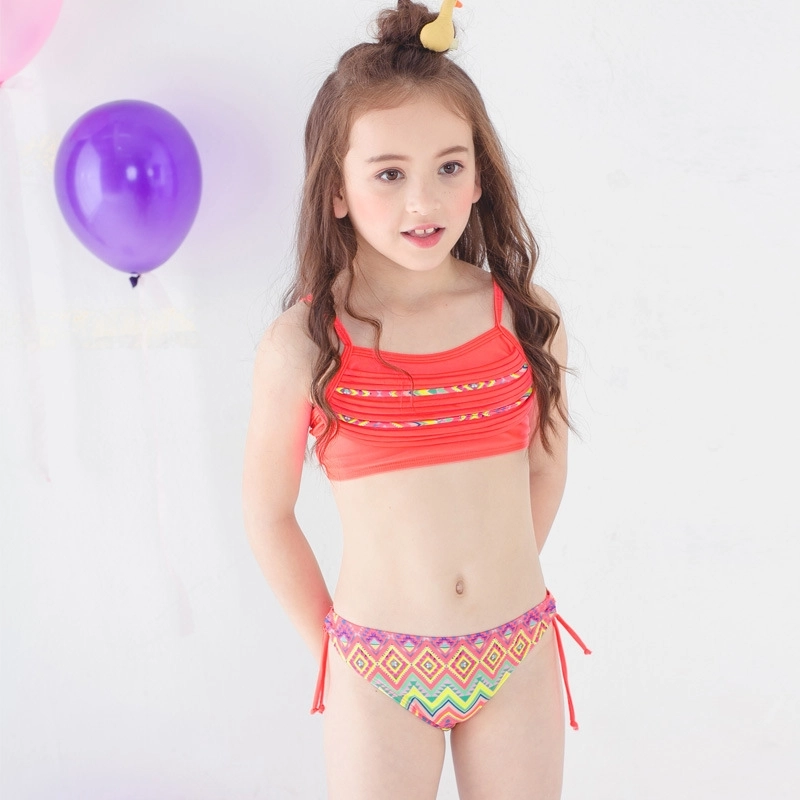 2025 new Bohemia printing little girl teen swimwear bikini