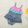 2018 new  black dot printing little girl teen swimwear