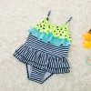 2018 new  black dot printing little girl teen swimwear