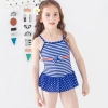 lovely bow stripes printing little girl  bikini swimwear swimsuit Color color 1