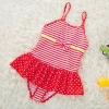 lovely bow stripes printing little girl  bikini swimwear swimsuit Color color 4