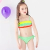 colorful pleated little girl teen swimwear bikini Color color 1