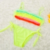 colorful pleated little girl teen swimwear bikini