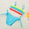 colorful pleated little girl teen swimwear bikini