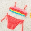 colorful pleated little girl teen swimwear bikini Color color 4