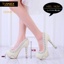 fashion pearl bead shoes wedding bride pumps shoes