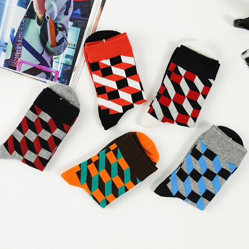 fall fashion shepherd check colorful men's socks designs