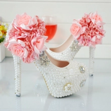 floral bead wedding shoes bride pumps