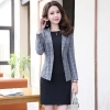 fashion grid printing office women's dress suits twinset