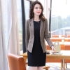 fashion grid printing office women's dress suits twinset