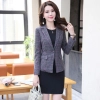 fashion grid printing office women's dress suits twinset