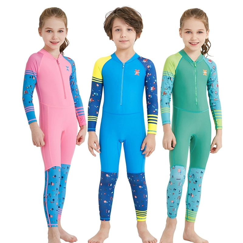 2025 new design cartoon fast dry zipper printing girl boy children wetsuits swimwear