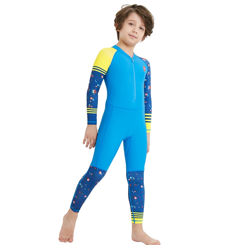 2023 new design cartoon fast dry zipper printing girl boy children wetsuits swimwear