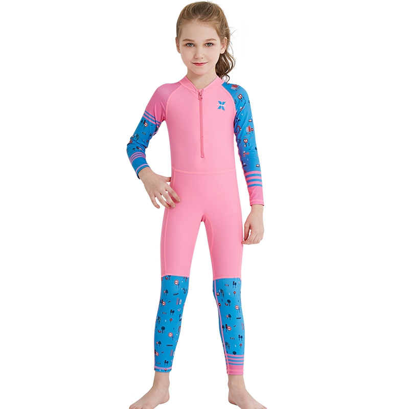 2023 new design cartoon fast dry zipper printing girl boy children wetsuits swimwear