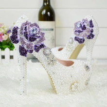 high quality crystal rose women wedding shoes pumps