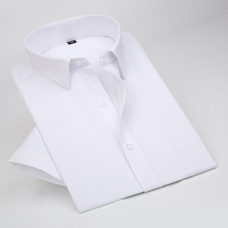 summer solid color short sleeve men shirts white color