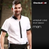 black patchwork closure bar waiter shirts cafe uniforms