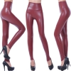 Europe America sexy imitation leather PU high waist women's leggings pants Color wine