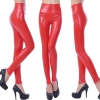 Europe America sexy imitation leather PU high waist women's leggings pants Color red