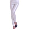 Europe America sexy imitation leather PU high waist women's leggings pants Color glossy white