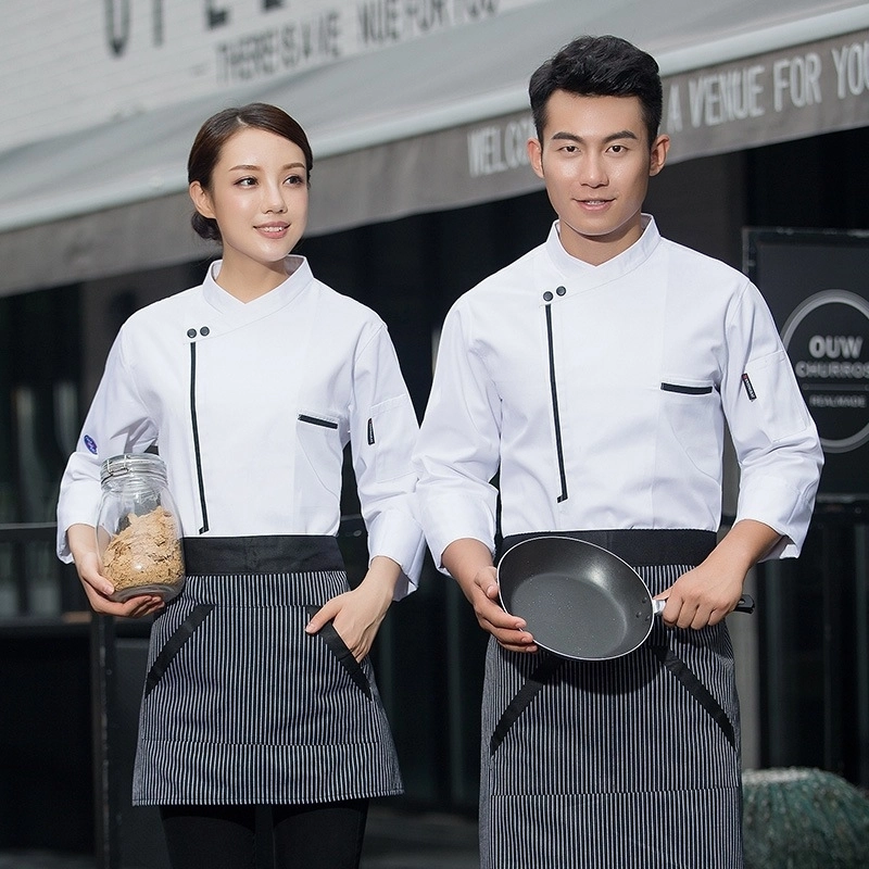 Europe style restaurant  chef jacket side open cooking uniform