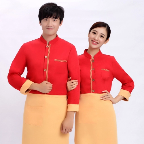fashion long sleeve restaurant  waitress waiter shirt uniform jacket
