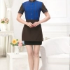 high quality stripes hotel restaurant waiter waitress shirt uniform with apron Color women sapphire