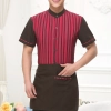 high quality stripes hotel restaurant waiter waitress shirt uniform with apron Color men red