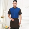 high quality stripes hotel restaurant waiter waitress shirt uniform with apron Color men sapphire