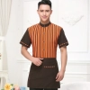high quality stripes hotel restaurant waiter waitress shirt uniform with apron Color men orange